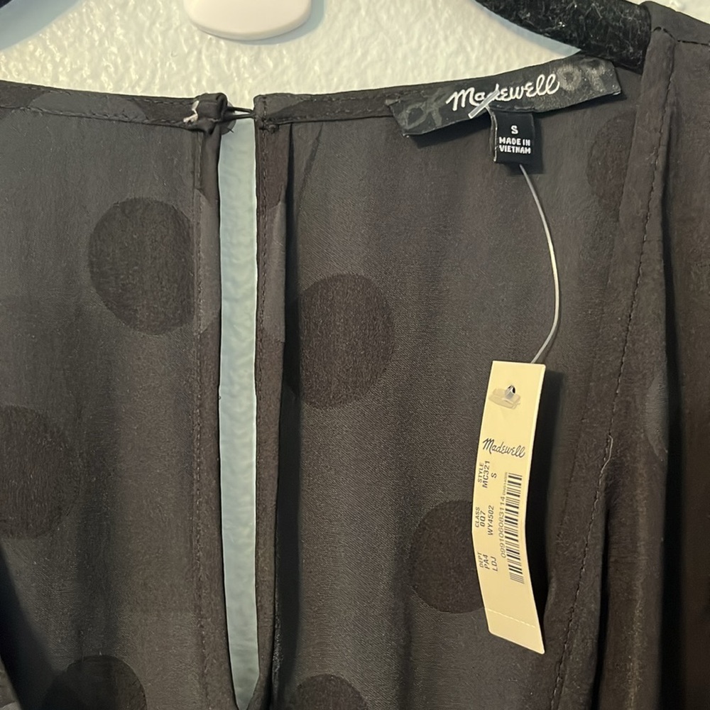 NWT MADEWELL | Wrap-Front Smock-Waist Jumpsuit in Dot Jacquard - Picture 5 of 9